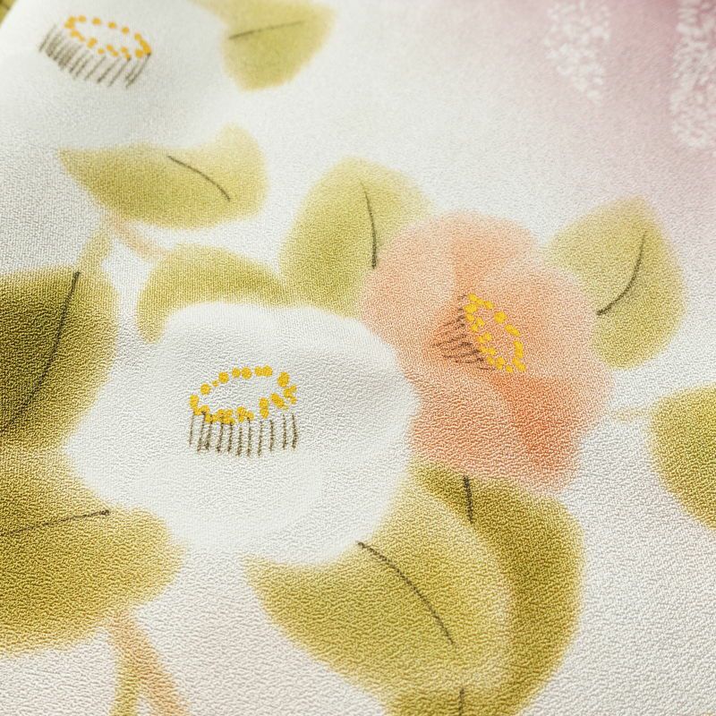 訪問着 良品 しつけ糸付き もみじ染 丹後ちりめん 正絹 花柄 袷仕立て 身丈159.5cm 裄丈65cm リサイクル着物 着物 紫・藤色_画像7