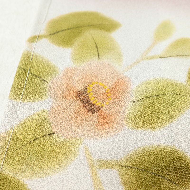 訪問着 良品 しつけ糸付き もみじ染 丹後ちりめん 正絹 花柄 袷仕立て 身丈159.5cm 裄丈65cm リサイクル着物 着物 紫・藤色_画像8