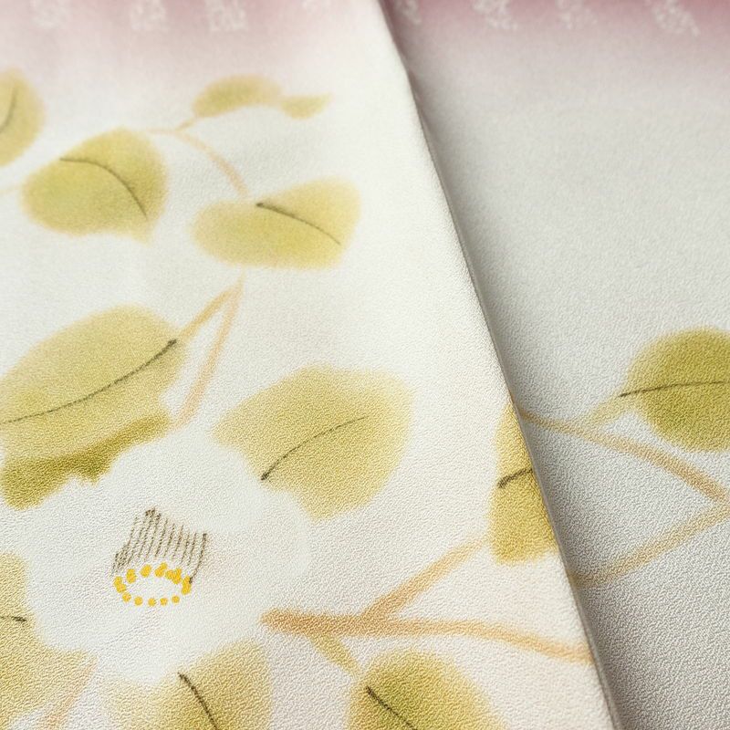 訪問着 良品 しつけ糸付き もみじ染 丹後ちりめん 正絹 花柄 袷仕立て 身丈159.5cm 裄丈65cm リサイクル着物 着物 紫・藤色_画像9