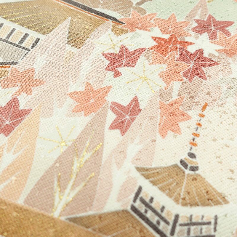 訪問着 良品 金駒刺繍 一つ紋付き 正絹 風景柄 袷仕立て 身丈165.5cm 裄丈68cm リサイクル着物 着物 箔 入学式 卒業式 七五三 お宮参り フォーマル 緑・うぐいす色_画像9