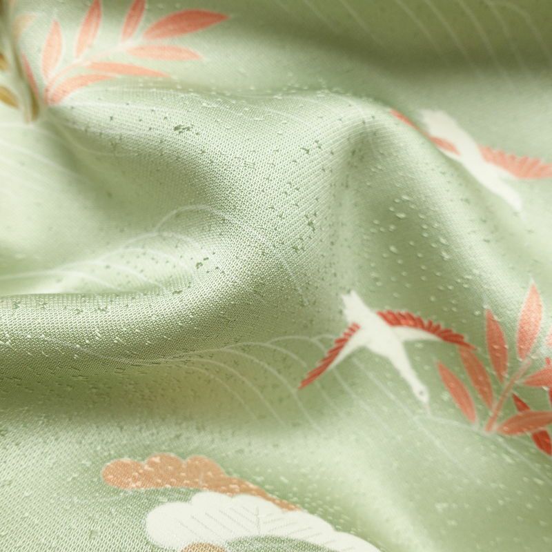 訪問着 良品 金駒刺繍 一つ紋付き 正絹 風景柄 袷仕立て 身丈165.5cm 裄丈68cm リサイクル着物 着物 箔 入学式 卒業式 七五三 お宮参り フォーマル 緑・うぐいす色_画像20