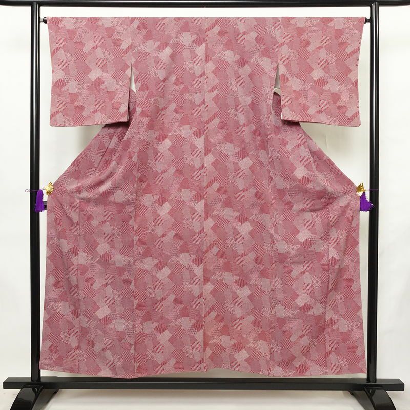 小紋 正絹 古典柄 袷仕立て 身丈152.5cm 裄丈65cm リサイクル着物 着物 紫・藤色_画像1