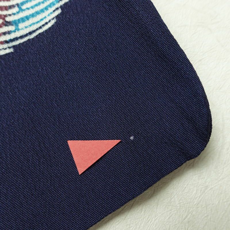 小紋 縮緬 正絹 花柄 袷仕立て 身丈161.5cm 裄丈67.5cm リサイクル着物 着物 青・紺_画像14