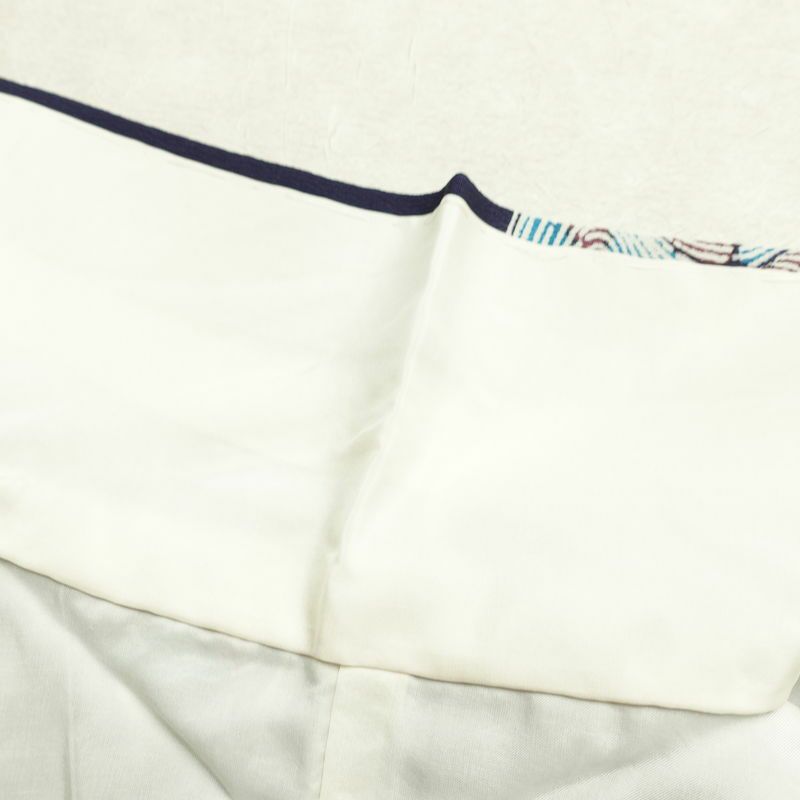 小紋 縮緬 正絹 花柄 袷仕立て 身丈161.5cm 裄丈67.5cm リサイクル着物 着物 青・紺_画像21