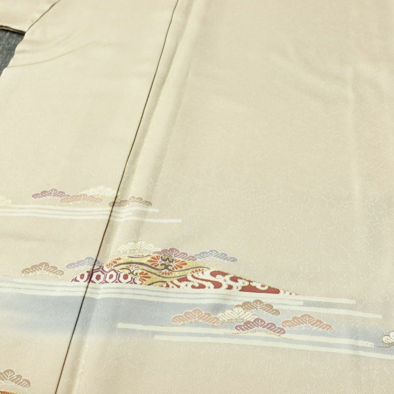 訪問着 良品 正絹 古典柄 袷仕立て 身丈157.5cm 裄丈64.5cm リサイクル着物 着物 箔 金彩 入学式 卒業式 七五三 お宮参り フォーマル 上品 ベージュ_画像5