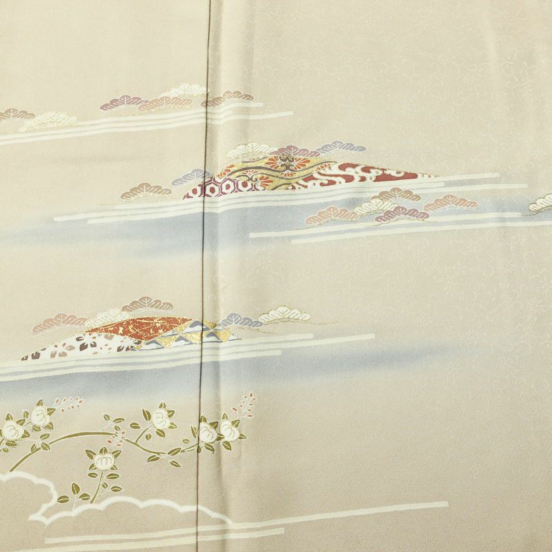 訪問着 良品 正絹 古典柄 袷仕立て 身丈157.5cm 裄丈64.5cm リサイクル着物 着物 箔 金彩 入学式 卒業式 七五三 お宮参り フォーマル 上品 ベージュ_画像6
