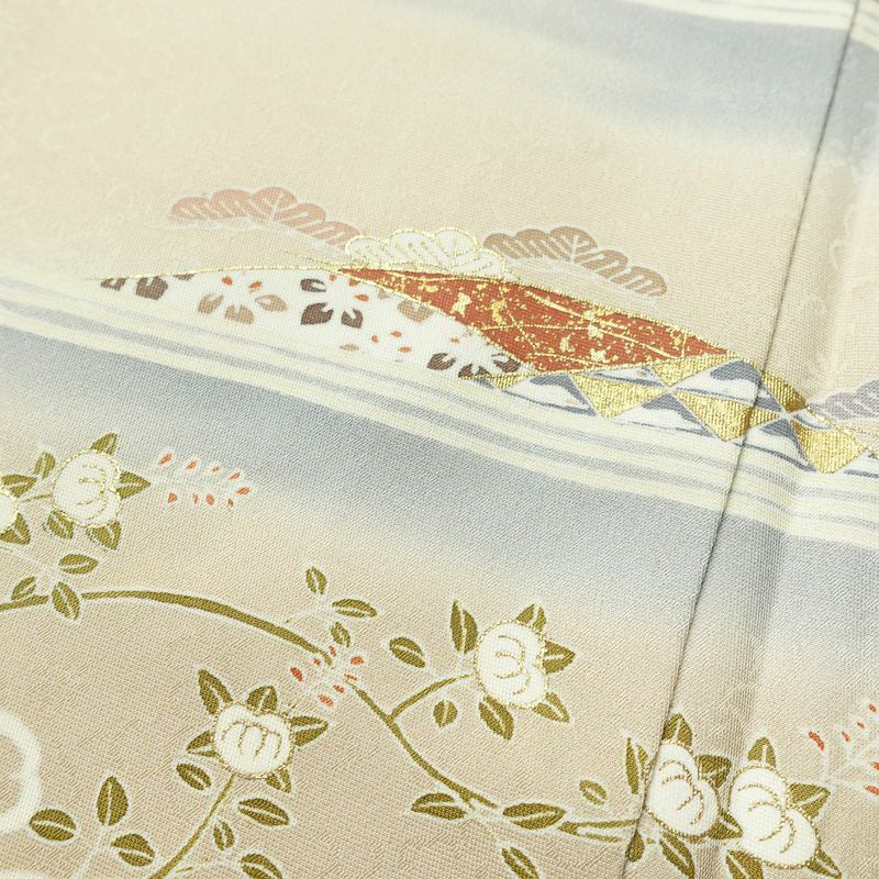訪問着 良品 正絹 古典柄 袷仕立て 身丈157.5cm 裄丈64.5cm リサイクル着物 着物 箔 金彩 入学式 卒業式 七五三 お宮参り フォーマル 上品 ベージュ_画像7