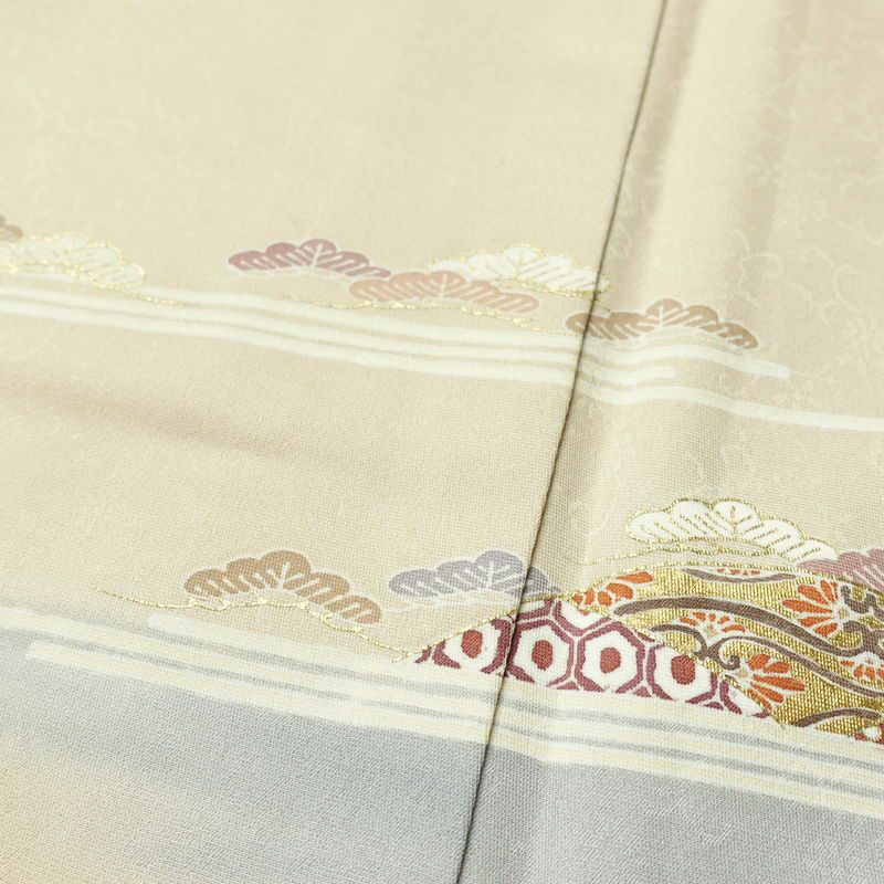 訪問着 良品 正絹 古典柄 袷仕立て 身丈157.5cm 裄丈64.5cm リサイクル着物 着物 箔 金彩 入学式 卒業式 七五三 お宮参り フォーマル 上品 ベージュ_画像8
