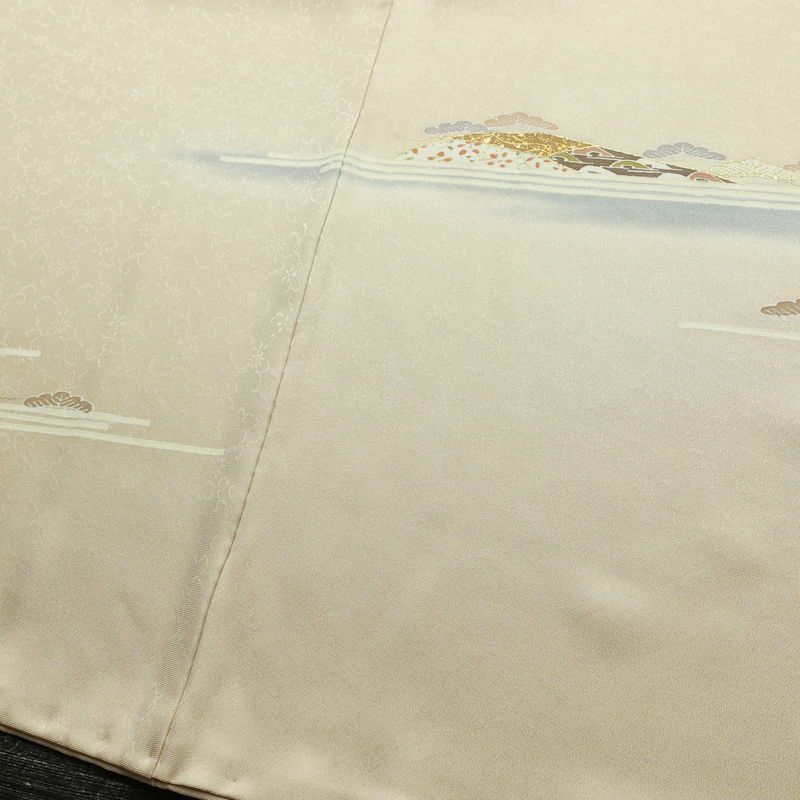 訪問着 良品 正絹 古典柄 袷仕立て 身丈157.5cm 裄丈64.5cm リサイクル着物 着物 箔 金彩 入学式 卒業式 七五三 お宮参り フォーマル 上品 ベージュ_画像12