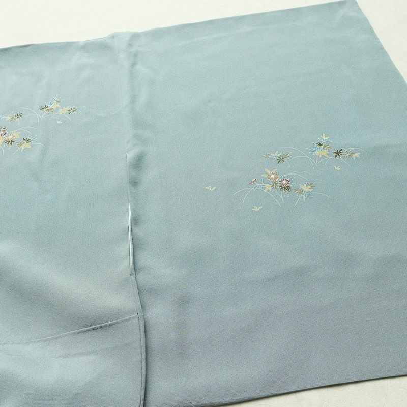 訪問着 良品 落款入り 縮緬 正絹 人物・動物柄 袷仕立て 身丈167.5cm 裄丈67cm リサイクル着物 着物 入学式 卒業式 七五三 お宮参り フォーマル 青・紺_画像14