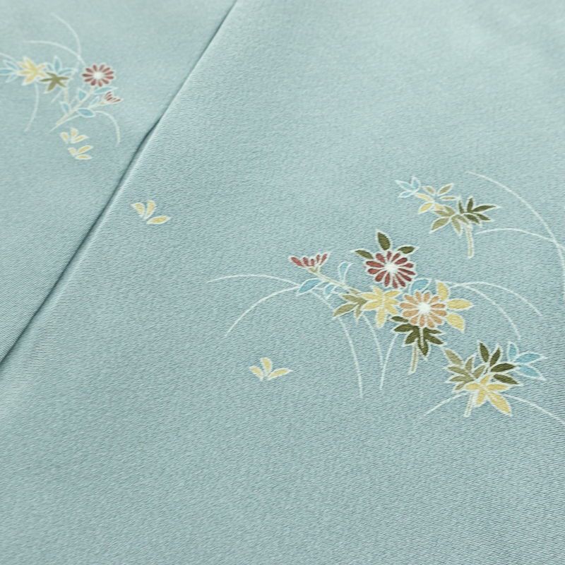 訪問着 良品 落款入り 縮緬 正絹 人物・動物柄 袷仕立て 身丈167.5cm 裄丈67cm リサイクル着物 着物 入学式 卒業式 七五三 お宮参り フォーマル 青・紺_画像18