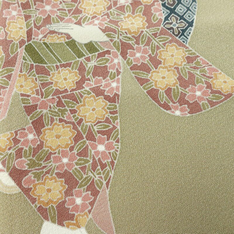 訪問着 良品 関口遼一 十日町友禅 落款入り 縮緬 正絹 人物・動物柄 袷仕立て 身丈156cm 裄丈66cm リサイクル着物 着物 入学式 卒業式 七五三 お宮参り フォーマル ベージュ_画像8