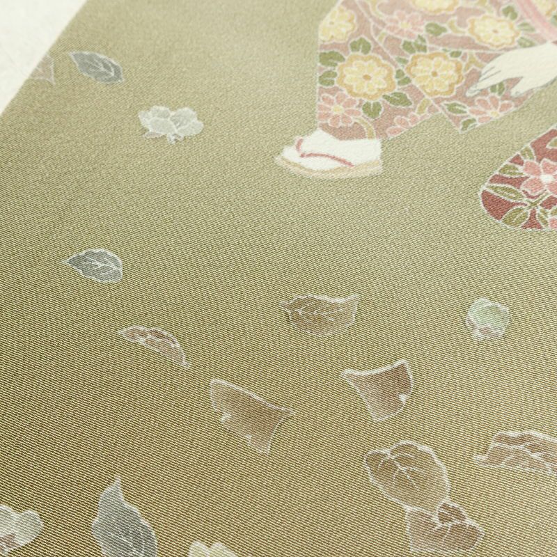訪問着 良品 関口遼一 十日町友禅 落款入り 縮緬 正絹 人物・動物柄 袷仕立て 身丈156cm 裄丈66cm リサイクル着物 着物 入学式 卒業式 七五三 お宮参り フォーマル ベージュ_画像10