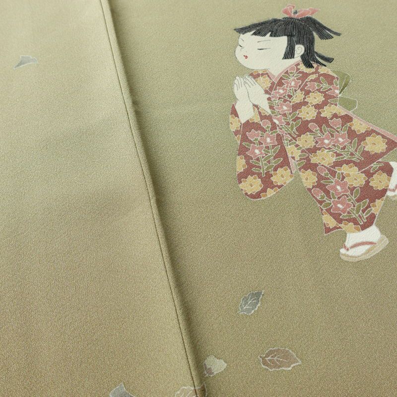 訪問着 良品 関口遼一 十日町友禅 落款入り 縮緬 正絹 人物・動物柄 袷仕立て 身丈156cm 裄丈66cm リサイクル着物 着物 入学式 卒業式 七五三 お宮参り フォーマル ベージュ_画像12
