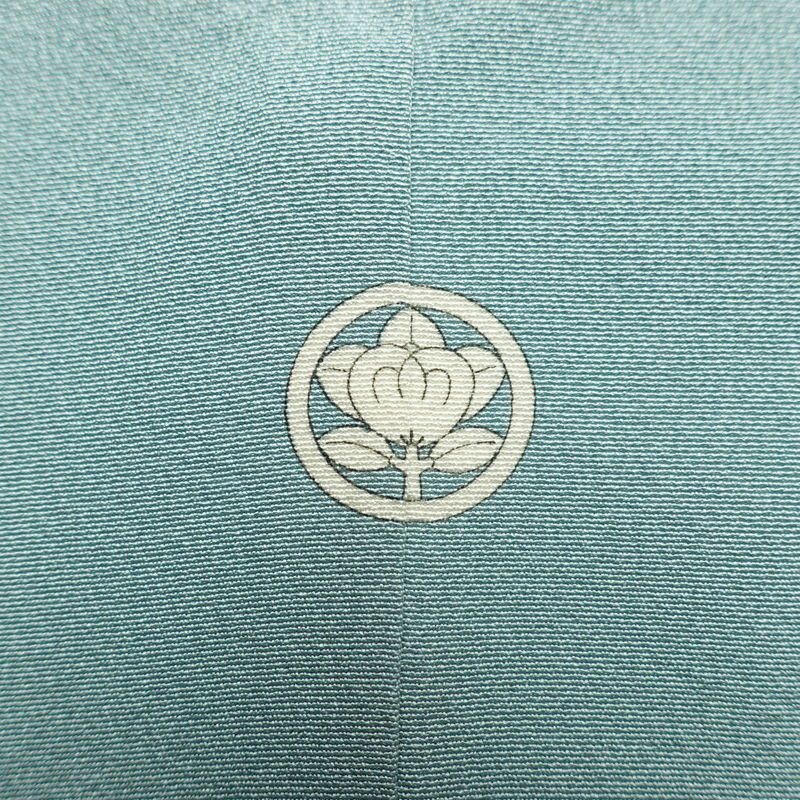 訪問着 落款入り 縮緬 一つ紋付き 正絹 花柄 袷仕立て 身丈150cm 裄丈63cm リサイクル着物 着物 共八掛 入学式 卒業式 七五三 お宮参り フォーマル 青・紺_画像14