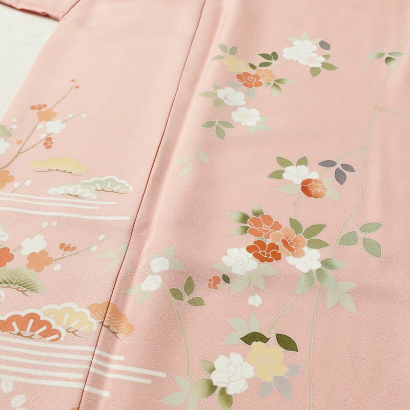 訪問着 美品 落款入り 正絹 花柄 袷仕立て 身丈170.5cm 裄丈68cm リサイクル着物 着物 箔 入学式 卒業式 七五三 お宮参り フォーマル ピンク_画像5