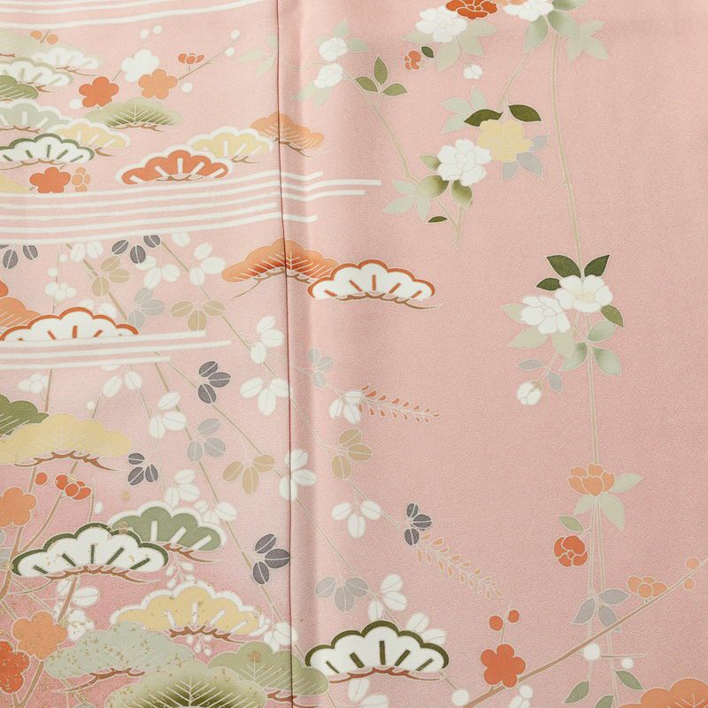 訪問着 美品 落款入り 正絹 花柄 袷仕立て 身丈170.5cm 裄丈68cm リサイクル着物 着物 箔 入学式 卒業式 七五三 お宮参り フォーマル ピンク_画像6