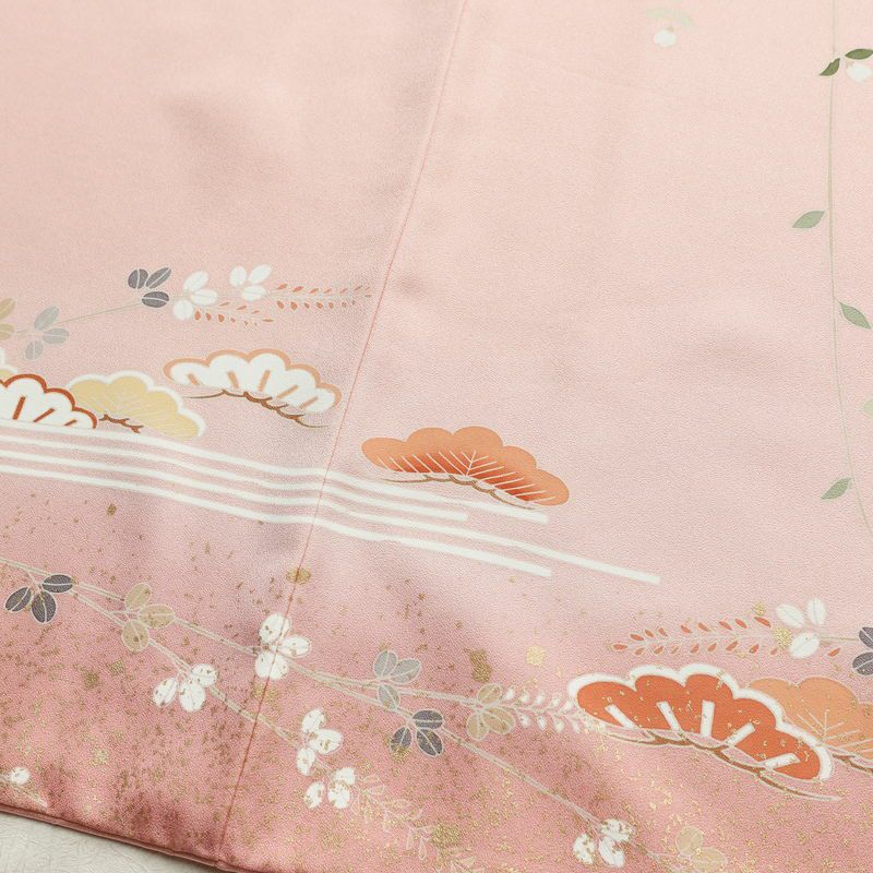 訪問着 美品 落款入り 正絹 花柄 袷仕立て 身丈170.5cm 裄丈68cm リサイクル着物 着物 箔 入学式 卒業式 七五三 お宮参り フォーマル ピンク_画像12