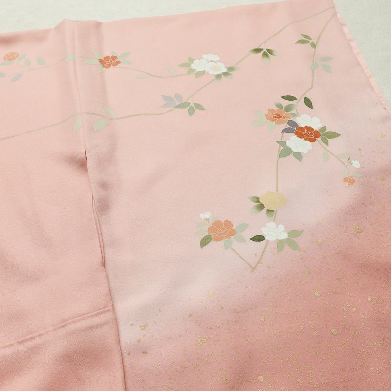 訪問着 美品 落款入り 正絹 花柄 袷仕立て 身丈170.5cm 裄丈68cm リサイクル着物 着物 箔 入学式 卒業式 七五三 お宮参り フォーマル ピンク_画像14