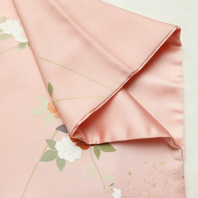 訪問着 美品 落款入り 正絹 花柄 袷仕立て 身丈170.5cm 裄丈68cm リサイクル着物 着物 箔 入学式 卒業式 七五三 お宮参り フォーマル ピンク_画像15