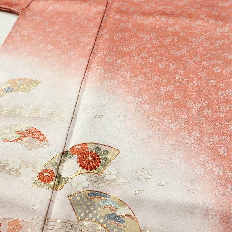 付け下げ 良品 金駒刺繍 正絹 古典柄 袷仕立て 身丈159cm 裄丈65cm リサイクル着物 着物 箔 共八掛 金彩 入学式 卒業式 七五三 お宮参り フォーマル ピンク_画像5