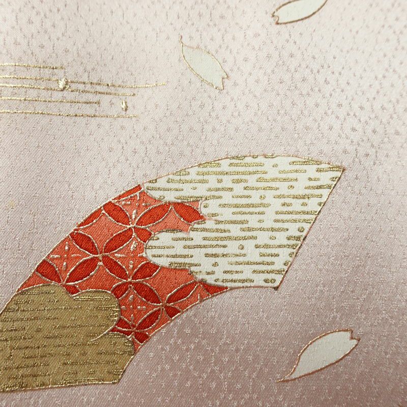 付け下げ 良品 金駒刺繍 正絹 古典柄 袷仕立て 身丈159cm 裄丈65cm リサイクル着物 着物 箔 共八掛 金彩 入学式 卒業式 七五三 お宮参り フォーマル ピンク_画像8