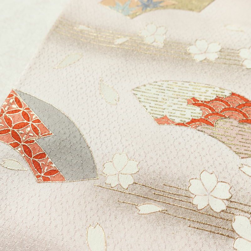 付け下げ 良品 金駒刺繍 正絹 古典柄 袷仕立て 身丈159cm 裄丈65cm リサイクル着物 着物 箔 共八掛 金彩 入学式 卒業式 七五三 お宮参り フォーマル ピンク_画像9