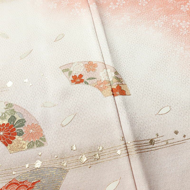 付け下げ 良品 金駒刺繍 正絹 古典柄 袷仕立て 身丈159cm 裄丈65cm リサイクル着物 着物 箔 共八掛 金彩 入学式 卒業式 七五三 お宮参り フォーマル ピンク_画像11