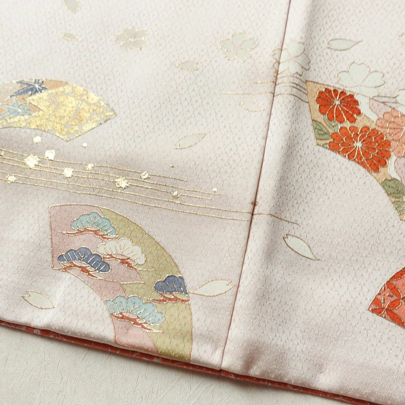 付け下げ 良品 金駒刺繍 正絹 古典柄 袷仕立て 身丈159cm 裄丈65cm リサイクル着物 着物 箔 共八掛 金彩 入学式 卒業式 七五三 お宮参り フォーマル ピンク_画像12