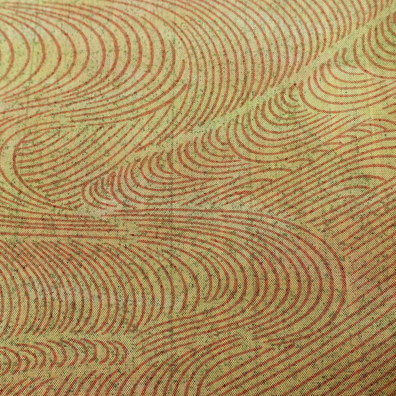 小紋 付下小紋 正絹 流水・波柄 袷仕立て 身丈155.5cm 裄丈64.5cm リサイクル着物 着物 黄・黄土色_画像7