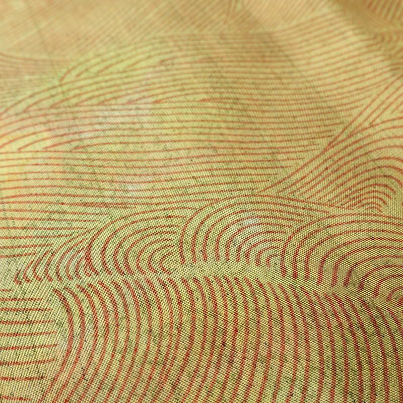 小紋 付下小紋 正絹 流水・波柄 袷仕立て 身丈155.5cm 裄丈64.5cm リサイクル着物 着物 黄・黄土色_画像8