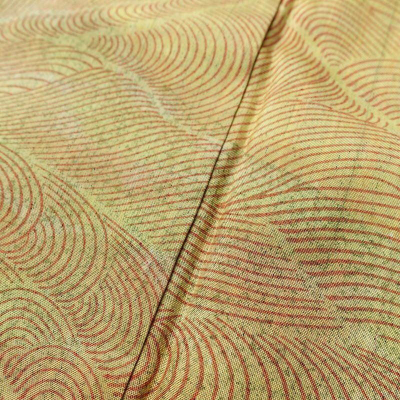 小紋 付下小紋 正絹 流水・波柄 袷仕立て 身丈155.5cm 裄丈64.5cm リサイクル着物 着物 黄・黄土色_画像9