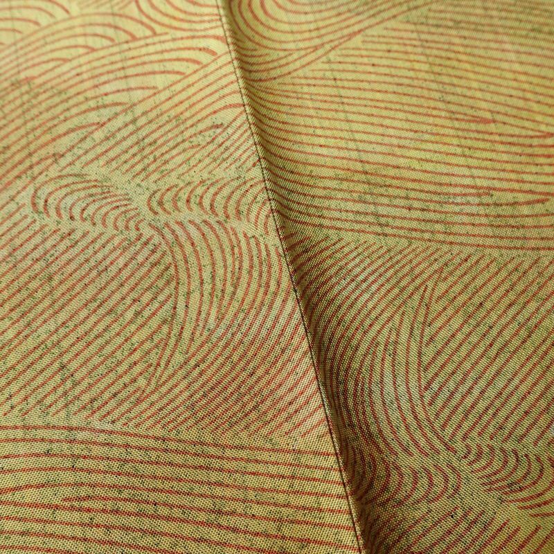 小紋 付下小紋 正絹 流水・波柄 袷仕立て 身丈155.5cm 裄丈64.5cm リサイクル着物 着物 黄・黄土色_画像10
