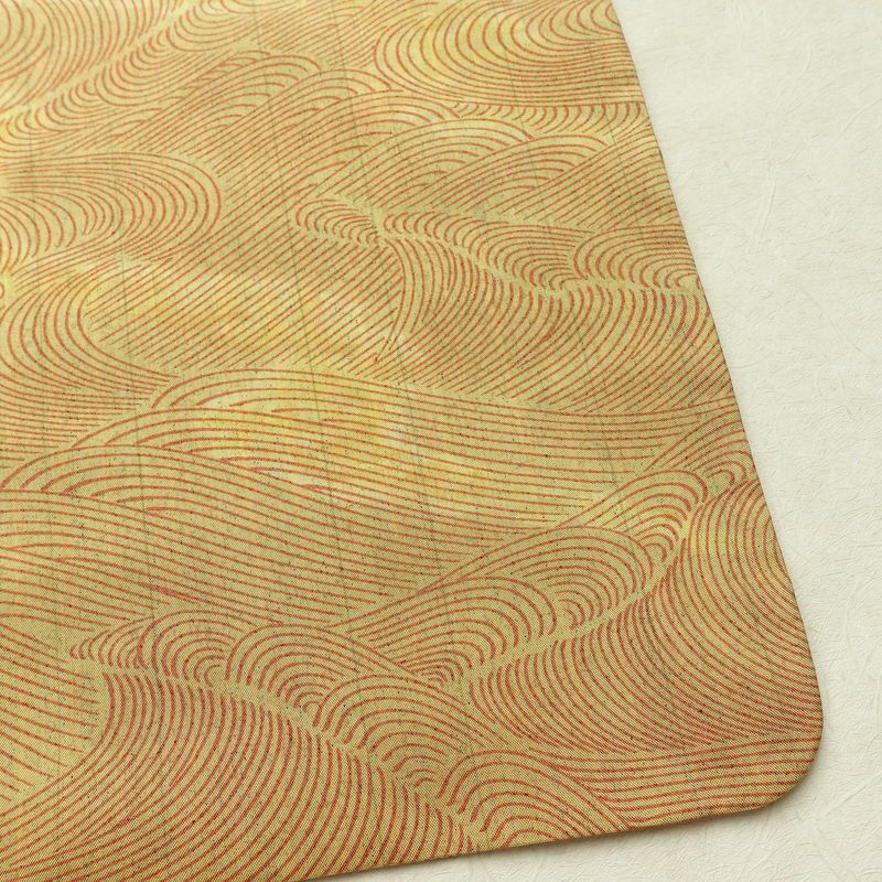 小紋 付下小紋 正絹 流水・波柄 袷仕立て 身丈155.5cm 裄丈64.5cm リサイクル着物 着物 黄・黄土色_画像16