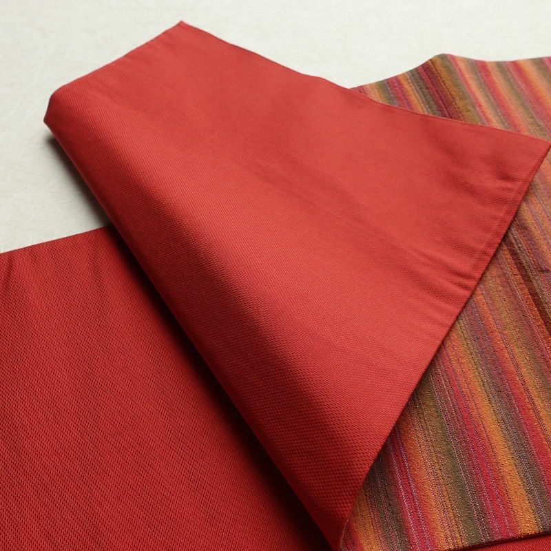 名古屋帯 六通柄 良品 正絹 縞柄・線柄 通し仕立て なごや帯 リサイクル帯 帯 カジュアル 多色使い_画像9