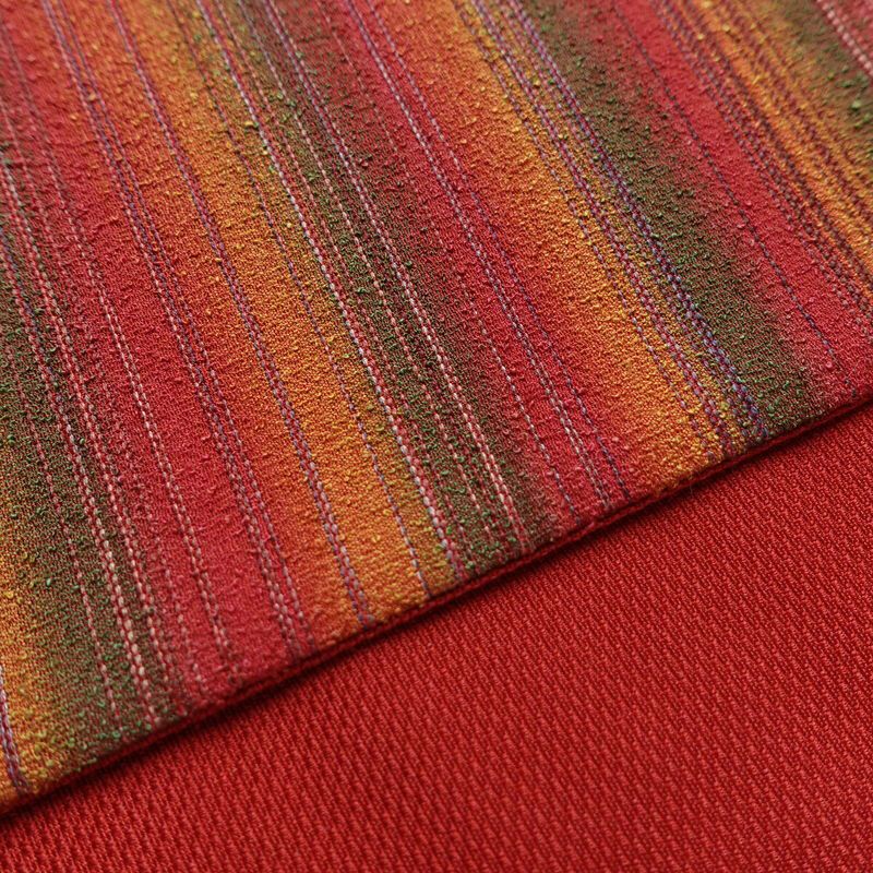 名古屋帯 六通柄 良品 正絹 縞柄・線柄 通し仕立て なごや帯 リサイクル帯 帯 カジュアル 多色使い_画像12