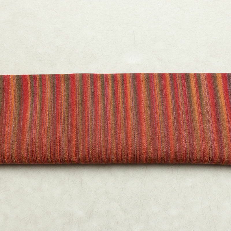 名古屋帯 六通柄 良品 正絹 縞柄・線柄 通し仕立て なごや帯 リサイクル帯 帯 カジュアル 多色使い_画像14