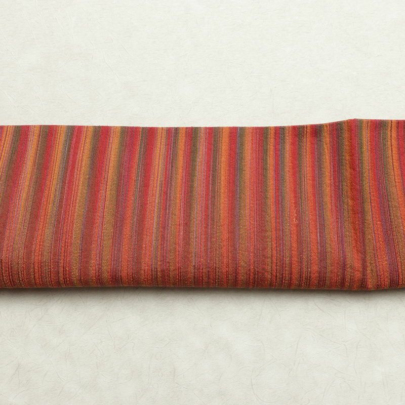 名古屋帯 六通柄 良品 正絹 縞柄・線柄 通し仕立て なごや帯 リサイクル帯 帯 カジュアル 多色使い_画像15