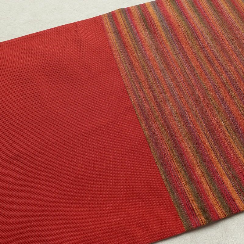 名古屋帯 六通柄 良品 正絹 縞柄・線柄 通し仕立て なごや帯 リサイクル帯 帯 カジュアル 多色使い_画像16