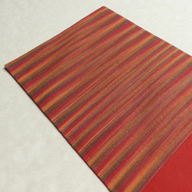 名古屋帯 六通柄 良品 正絹 縞柄・線柄 通し仕立て なごや帯 リサイクル帯 帯 カジュアル 多色使い_画像17