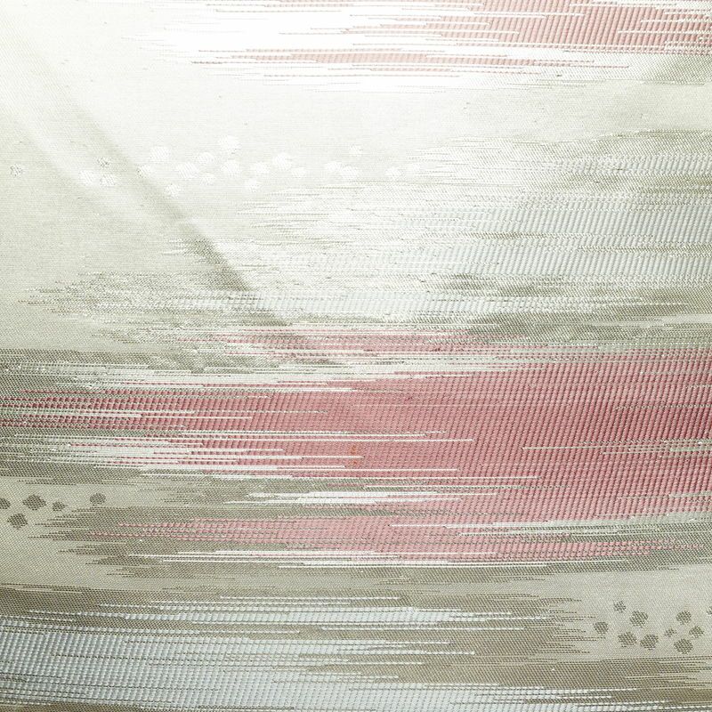 名古屋帯 六通柄 正絹 幾何学柄・抽象柄 名古屋仕立て なごや帯 リサイクル帯 帯 箔 金・銀_画像2