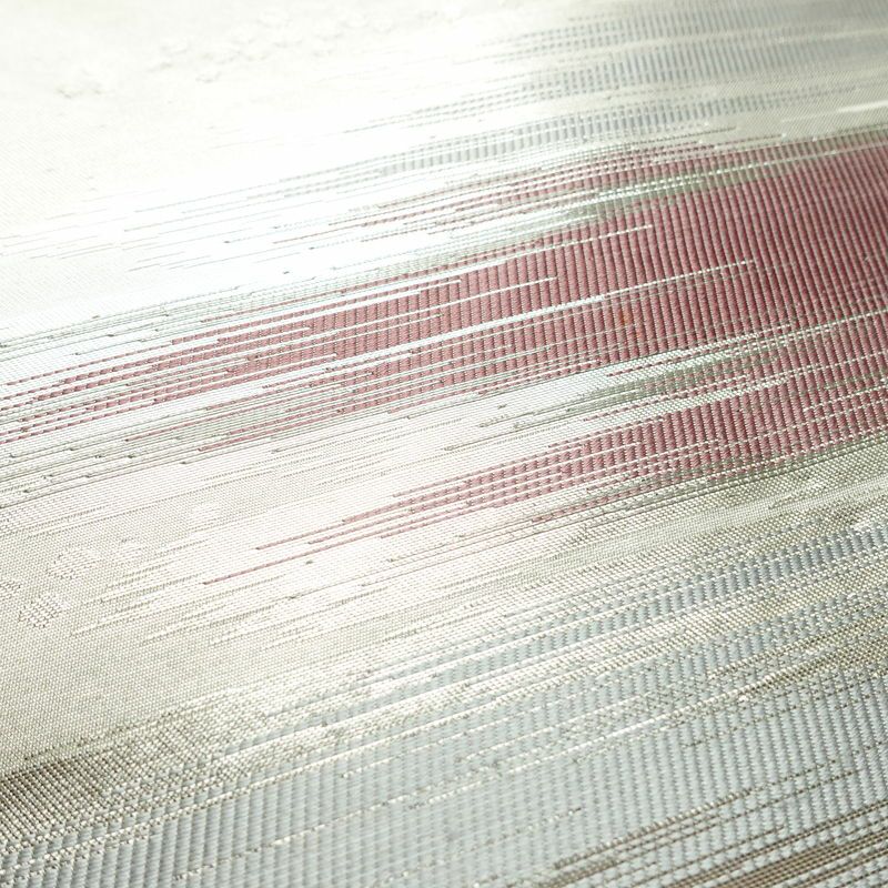 名古屋帯 六通柄 正絹 幾何学柄・抽象柄 名古屋仕立て なごや帯 リサイクル帯 帯 箔 金・銀_画像3