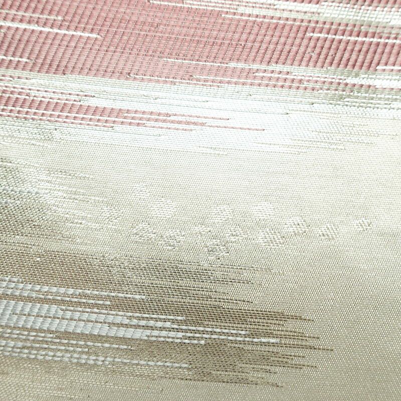 名古屋帯 六通柄 正絹 幾何学柄・抽象柄 名古屋仕立て なごや帯 リサイクル帯 帯 箔 金・銀_画像5