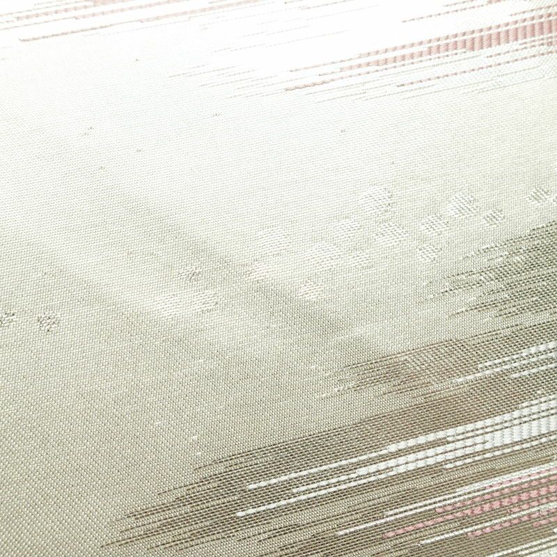 名古屋帯 六通柄 正絹 幾何学柄・抽象柄 名古屋仕立て なごや帯 リサイクル帯 帯 箔 金・銀_画像6