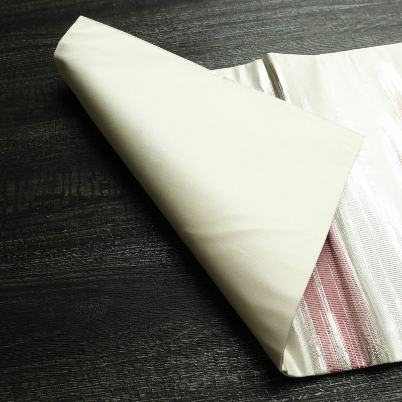 名古屋帯 六通柄 正絹 幾何学柄・抽象柄 名古屋仕立て なごや帯 リサイクル帯 帯 箔 金・銀_画像10