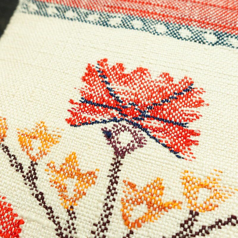 名古屋帯 六通柄 良品 正絹 花柄 松葉仕立て なごや帯 リサイクル帯 帯 紬地 白_画像3