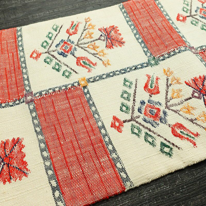 名古屋帯 六通柄 良品 正絹 花柄 松葉仕立て なごや帯 リサイクル帯 帯 紬地 白_画像12