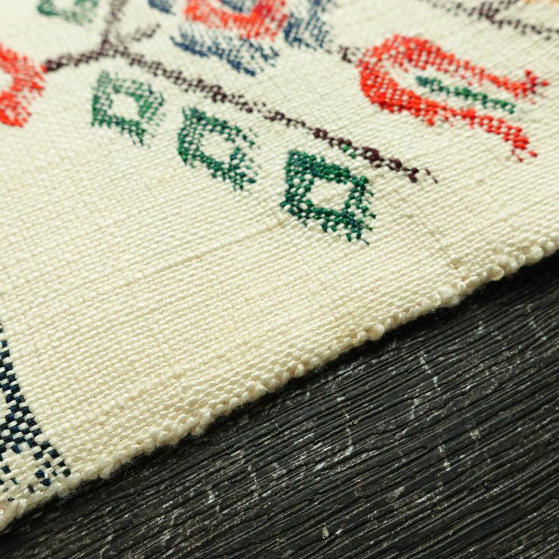 名古屋帯 六通柄 良品 正絹 花柄 松葉仕立て なごや帯 リサイクル帯 帯 紬地 白_画像13