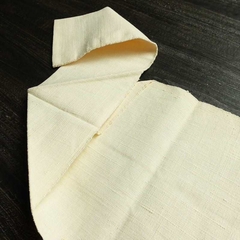 名古屋帯 六通柄 良品 正絹 花柄 松葉仕立て なごや帯 リサイクル帯 帯 紬地 白_画像17