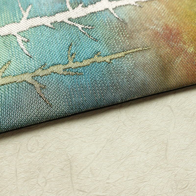 名古屋帯 太鼓柄 正絹 風景柄 名古屋仕立て なごや帯 リサイクル帯 帯 箔 黒_画像11